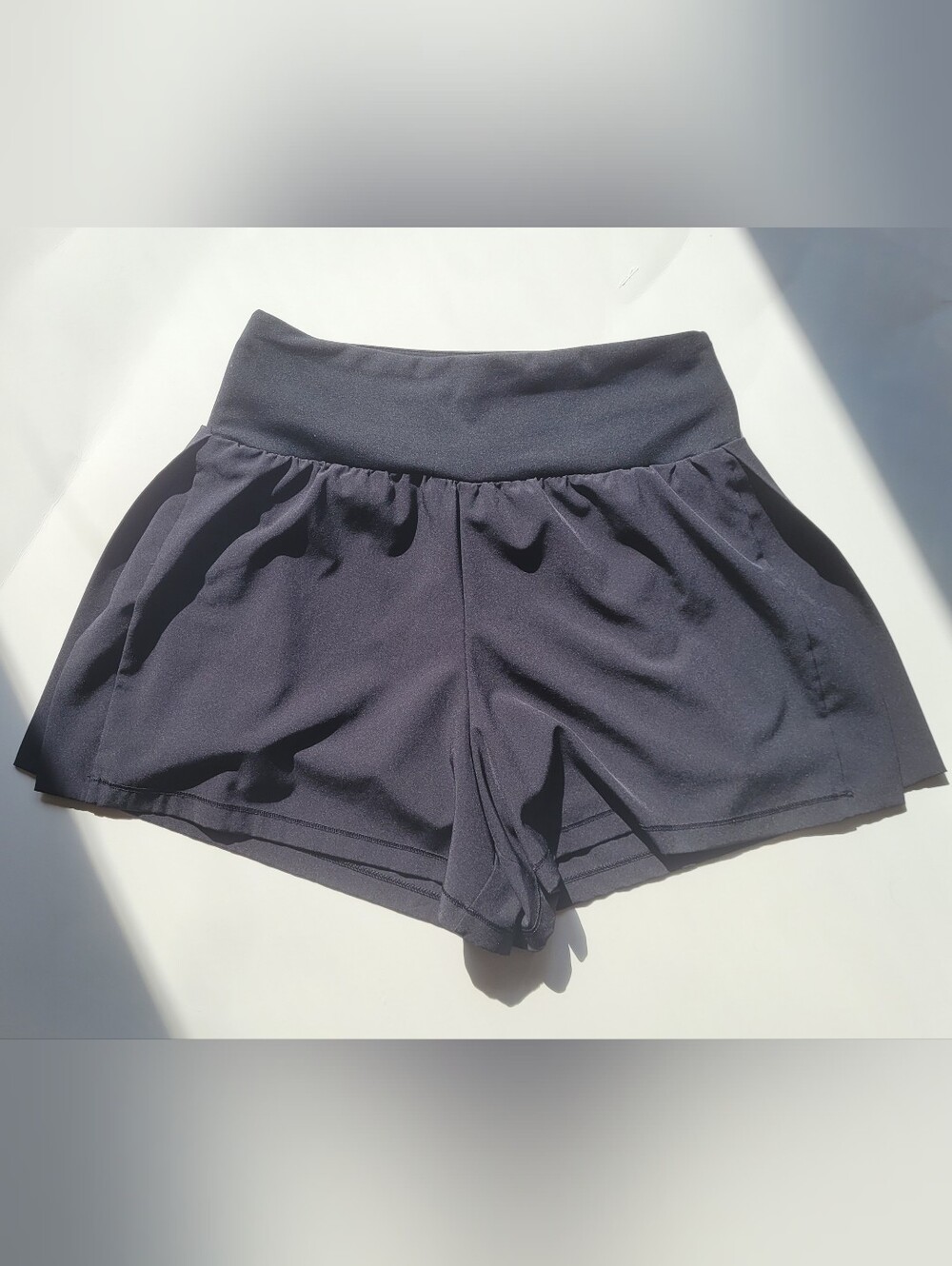 90 Degree By Reflex Black High-Waist Athletic Skort-Style Shorts